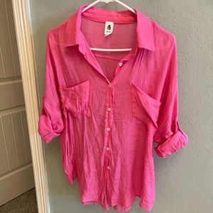 Vici (flawless brand) button down pink top.